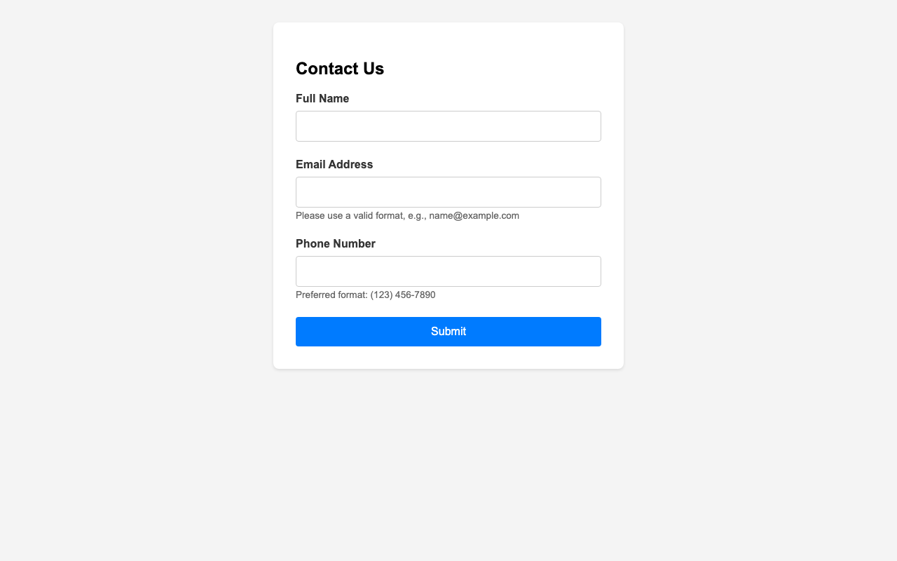 Screenshot sample 24 for simple-contact-form / Gemini 3 Pro Preview