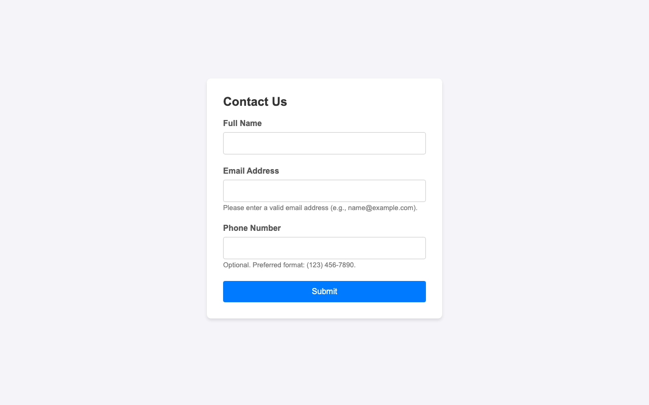 Screenshot sample 3 for simple-contact-form / Gemini 3 Pro Preview
