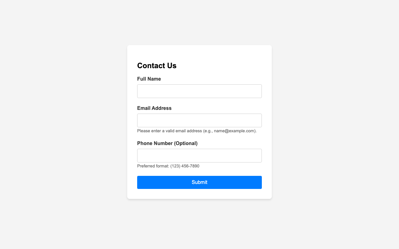 Screenshot sample 6 for simple-contact-form / Gemini 3 Pro Preview
