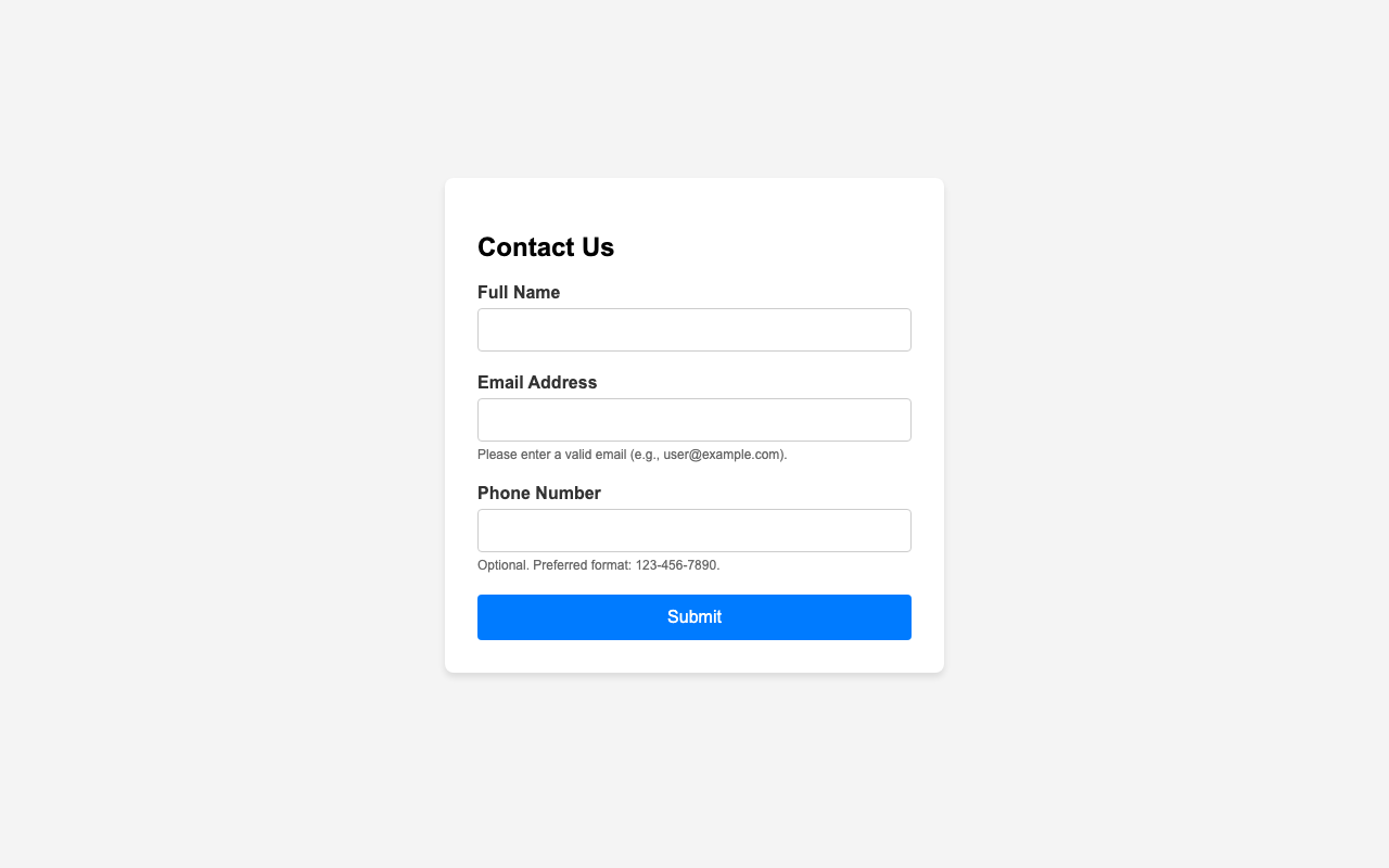 Screenshot sample 8 for simple-contact-form / Gemini 3 Pro Preview