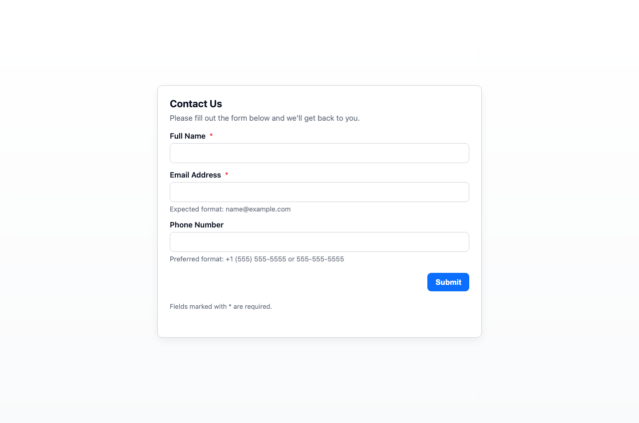 Screenshot sample 12 for simple-contact-form / GPT-5 Mini