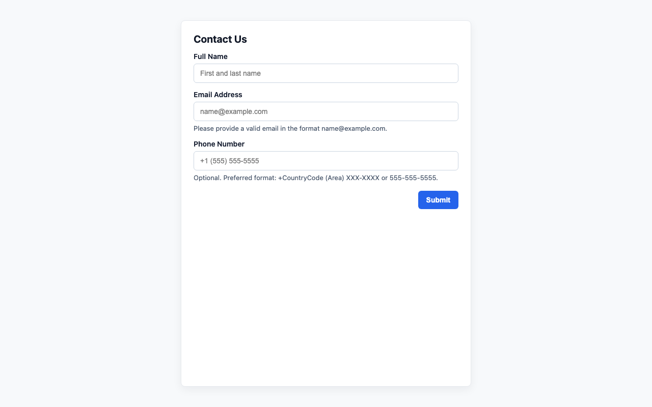 Screenshot sample 2 for simple-contact-form / GPT-5 Mini