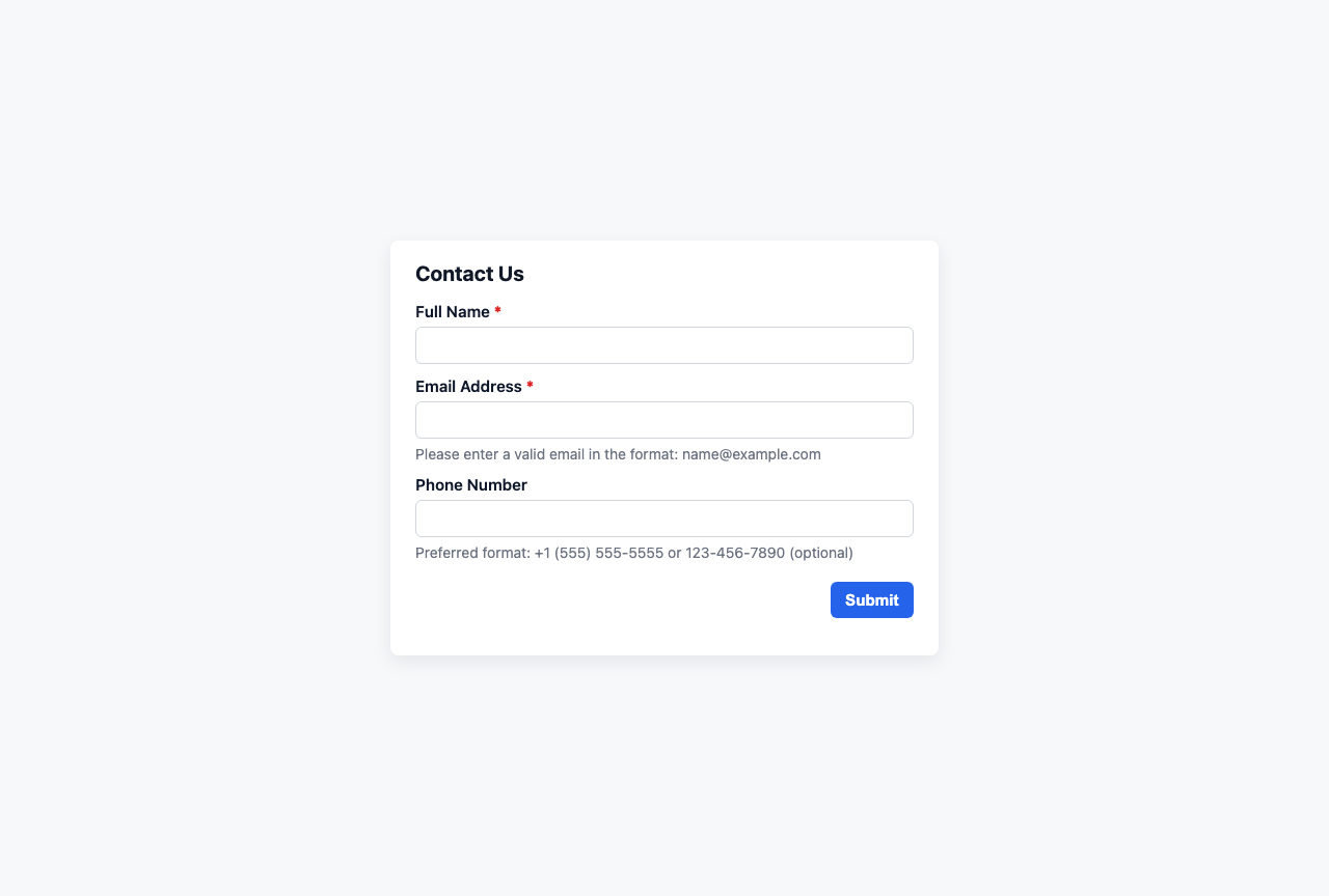 Screenshot sample 21 for simple-contact-form / GPT-5 Mini