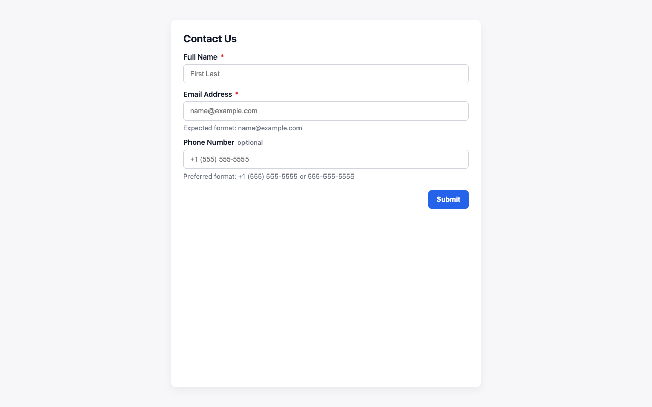 Screenshot sample 24 for simple-contact-form / GPT-5 Mini