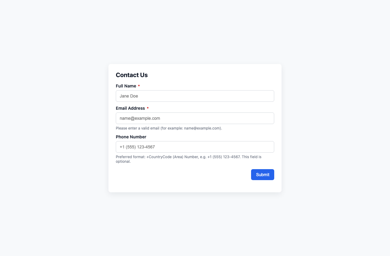 Screenshot sample 5 for simple-contact-form / GPT-5 Mini
