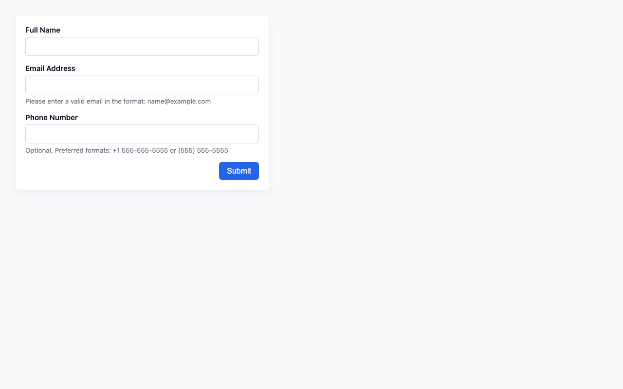 Screenshot sample 7 for simple-contact-form / GPT-5 Mini