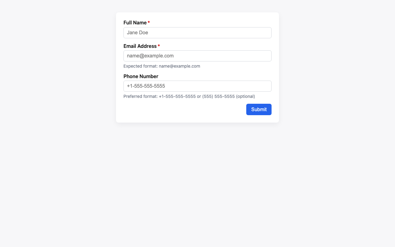 Screenshot sample 8 for simple-contact-form / GPT-5 Mini