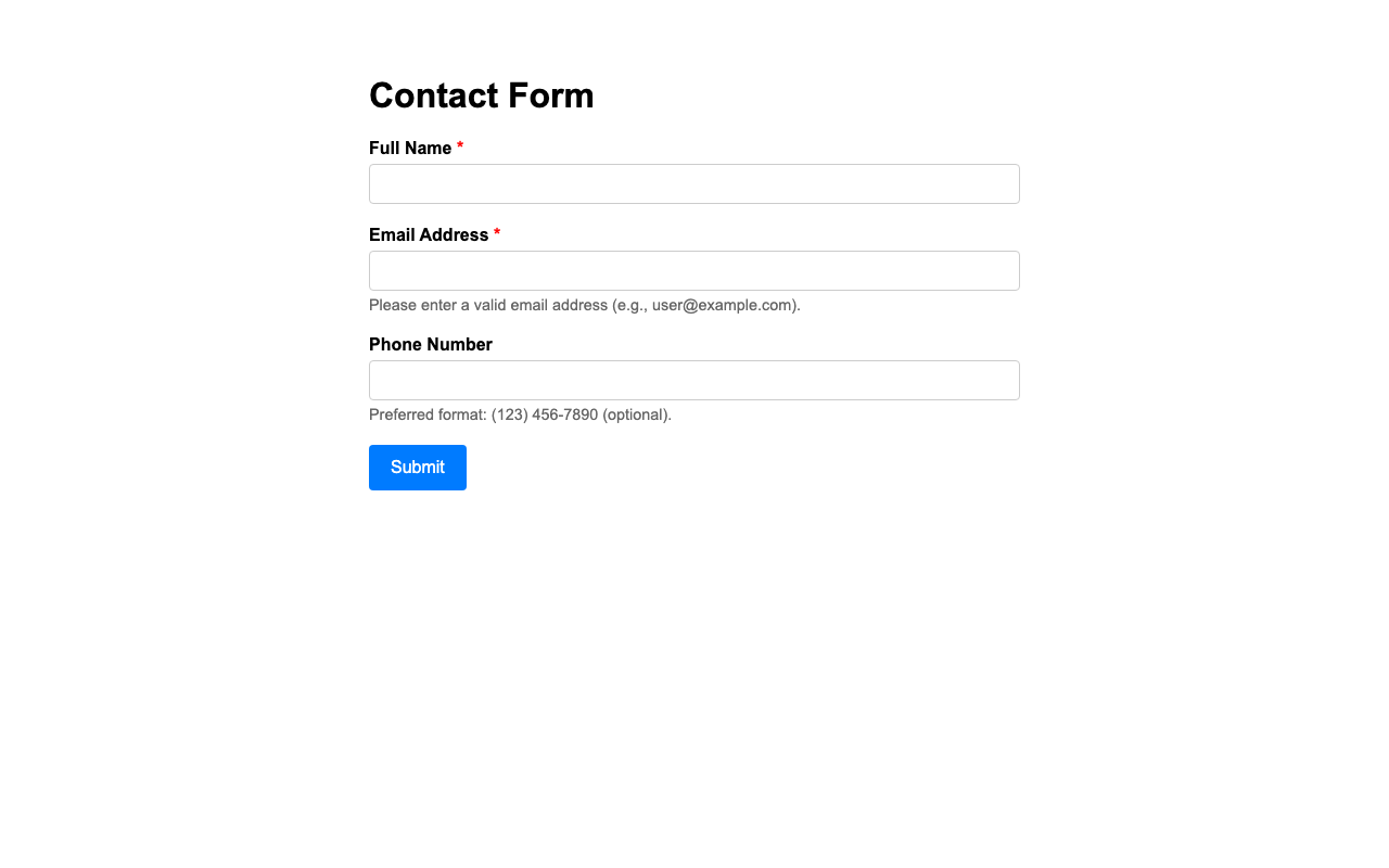Screenshot sample 13 for simple-contact-form / Grok 4 Fast Non-Reasoning