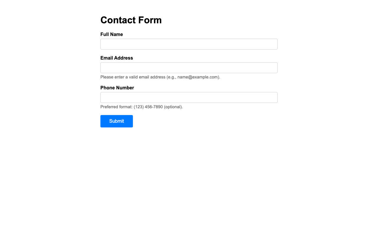 Screenshot sample 16 for simple-contact-form / Grok 4 Fast Non-Reasoning