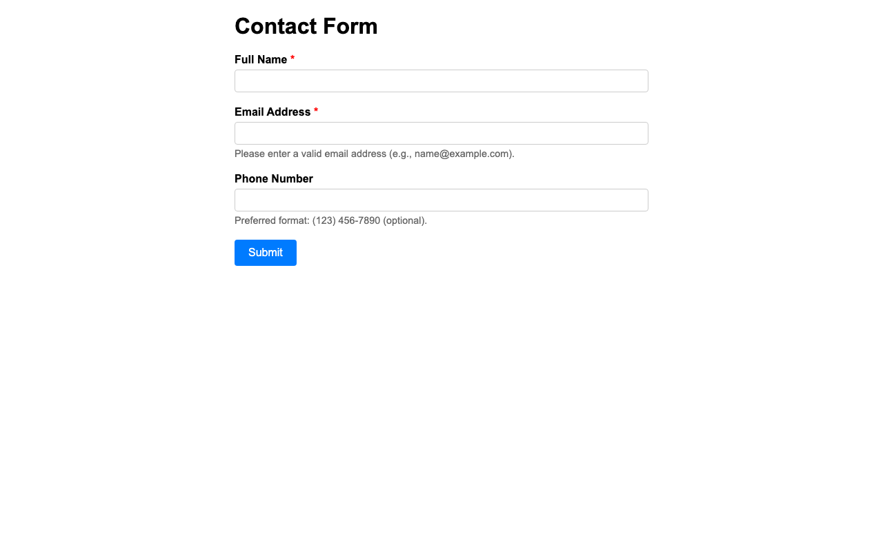Screenshot sample 18 for simple-contact-form / Grok 4 Fast Non-Reasoning
