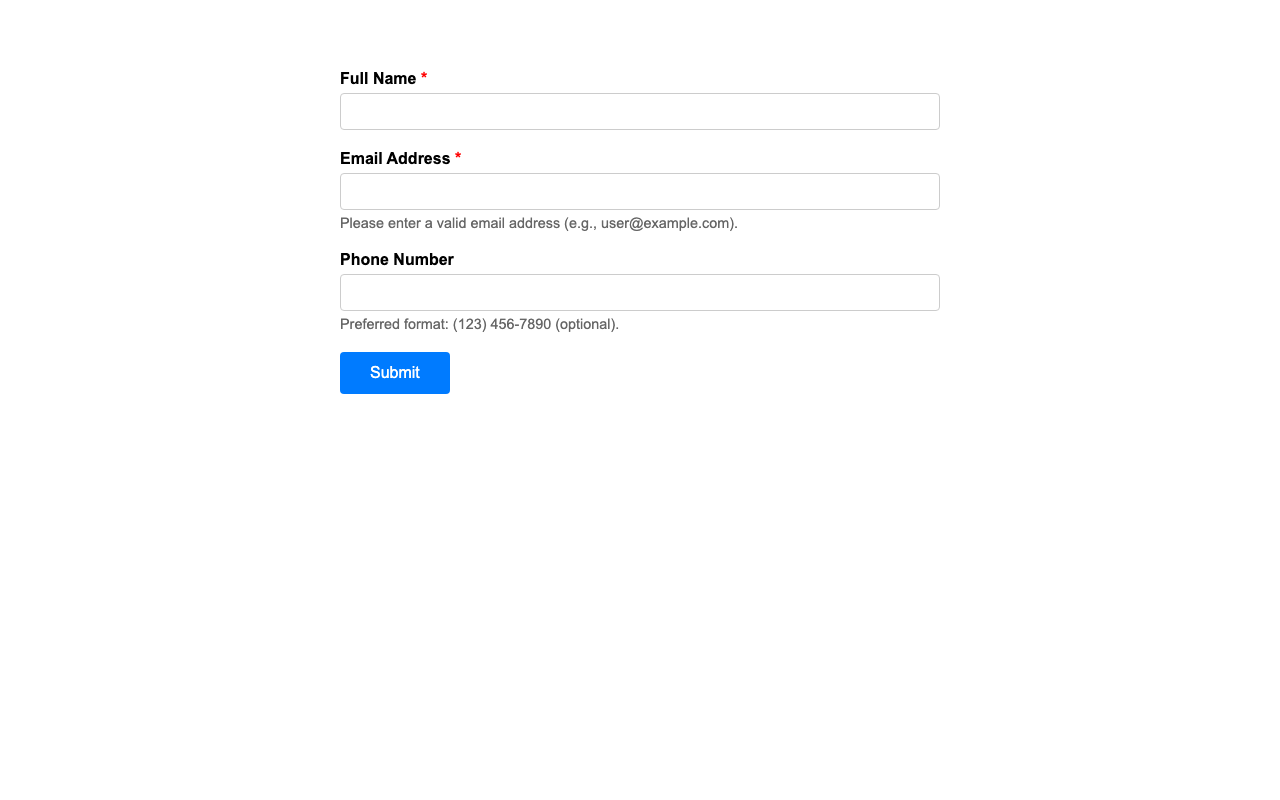 Screenshot sample 21 for simple-contact-form / Grok 4 Fast Non-Reasoning