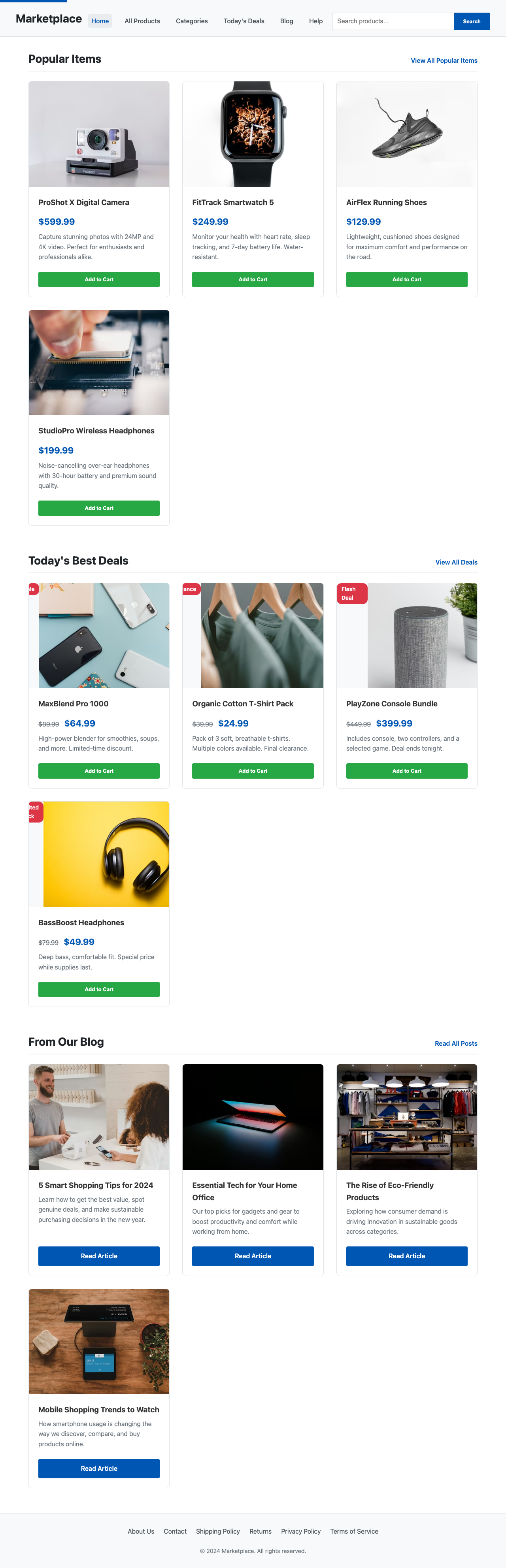 Screenshot sample 3 for shopping-home-page / DeepSeek V3.2