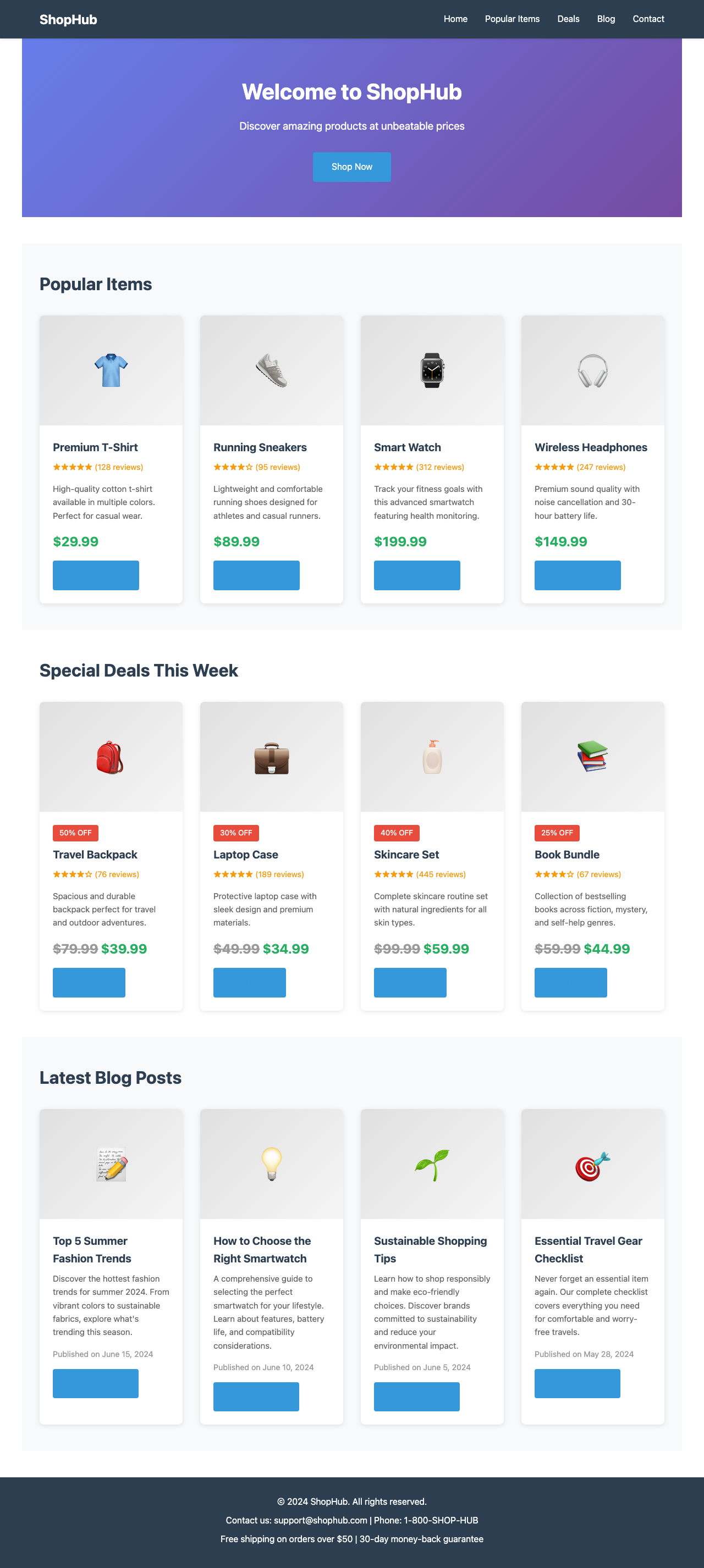 Screenshot sample 1 for shopping-home-page / Claude Haiku 4.5