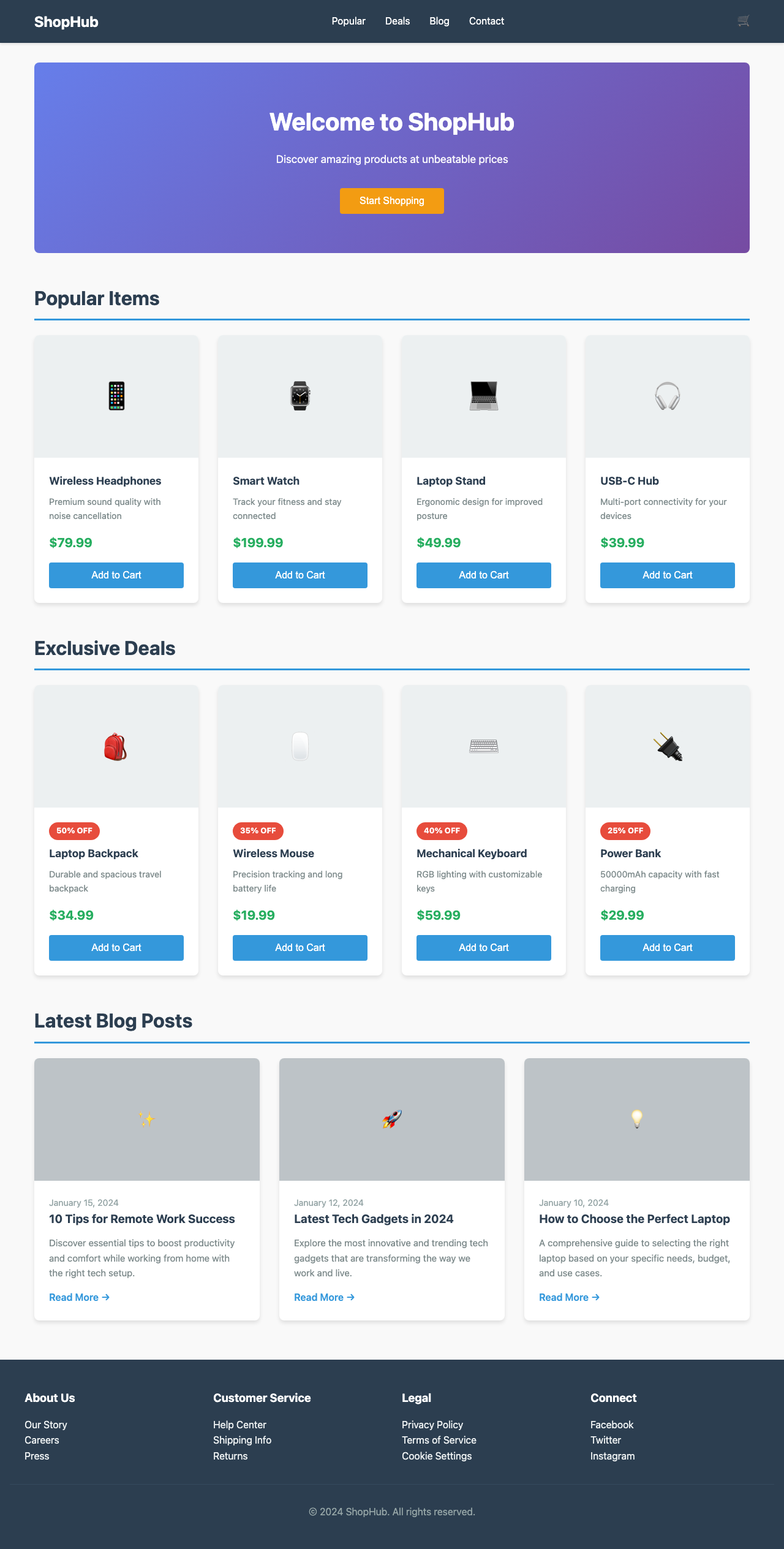 Screenshot sample 2 for shopping-home-page / Claude Haiku 4.5