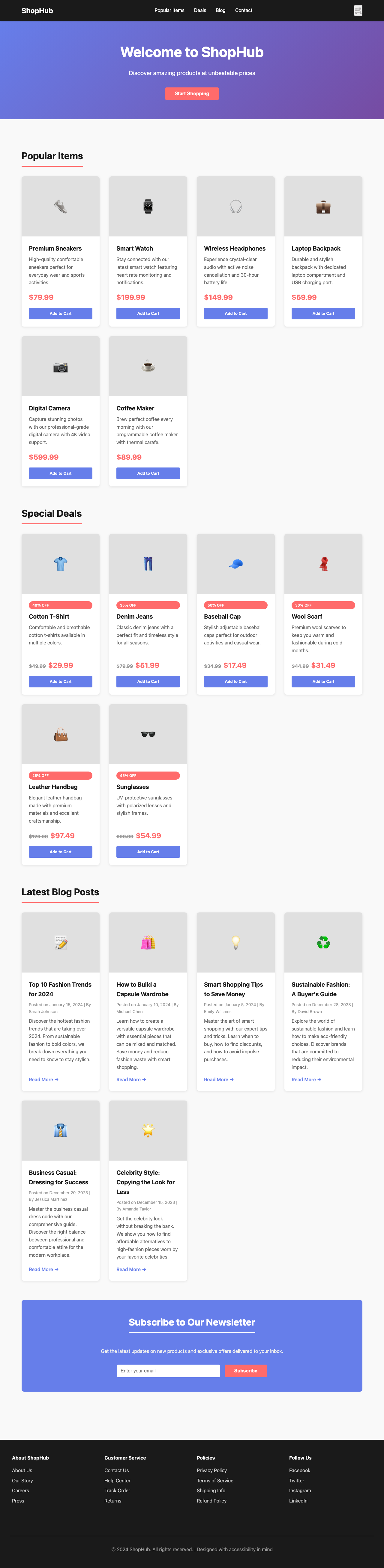 Screenshot sample 4 for shopping-home-page / Claude Haiku 4.5