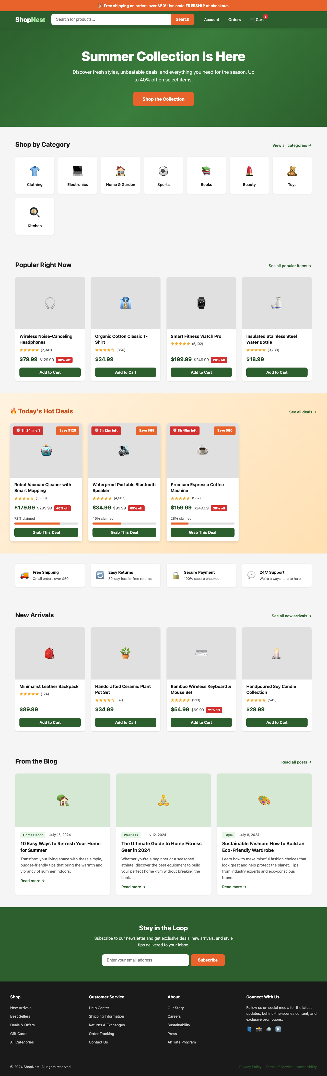 Screenshot sample 0 for shopping-home-page / Claude Opus 4.6