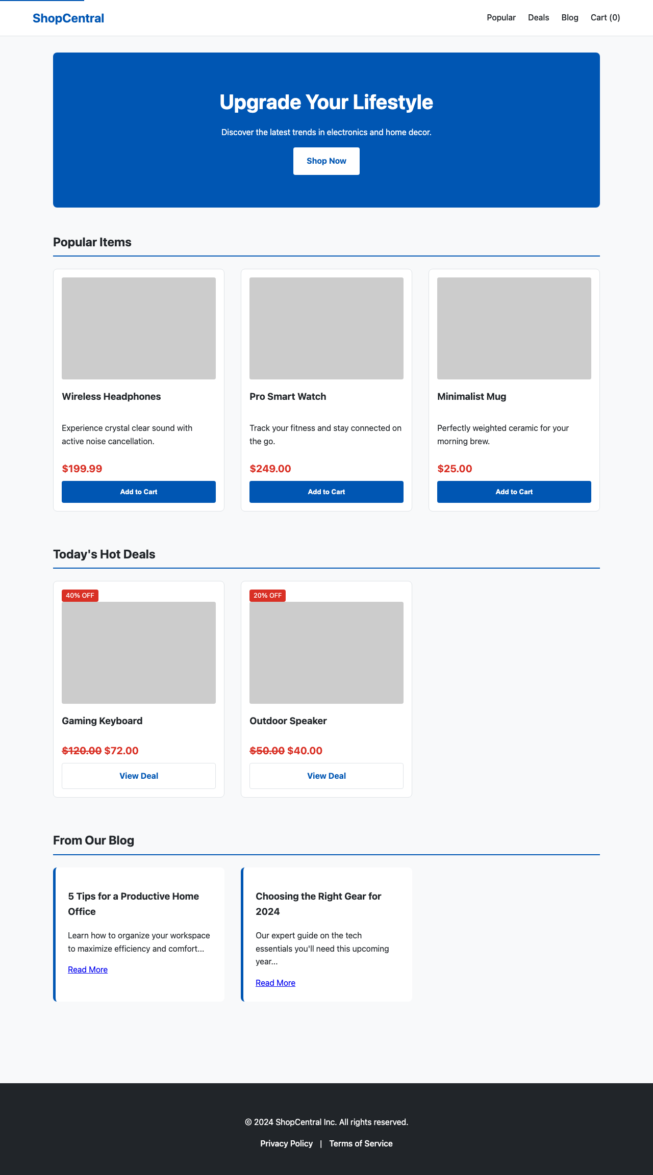 Screenshot sample 0 for shopping-home-page / Gemini 3 Flash Preview