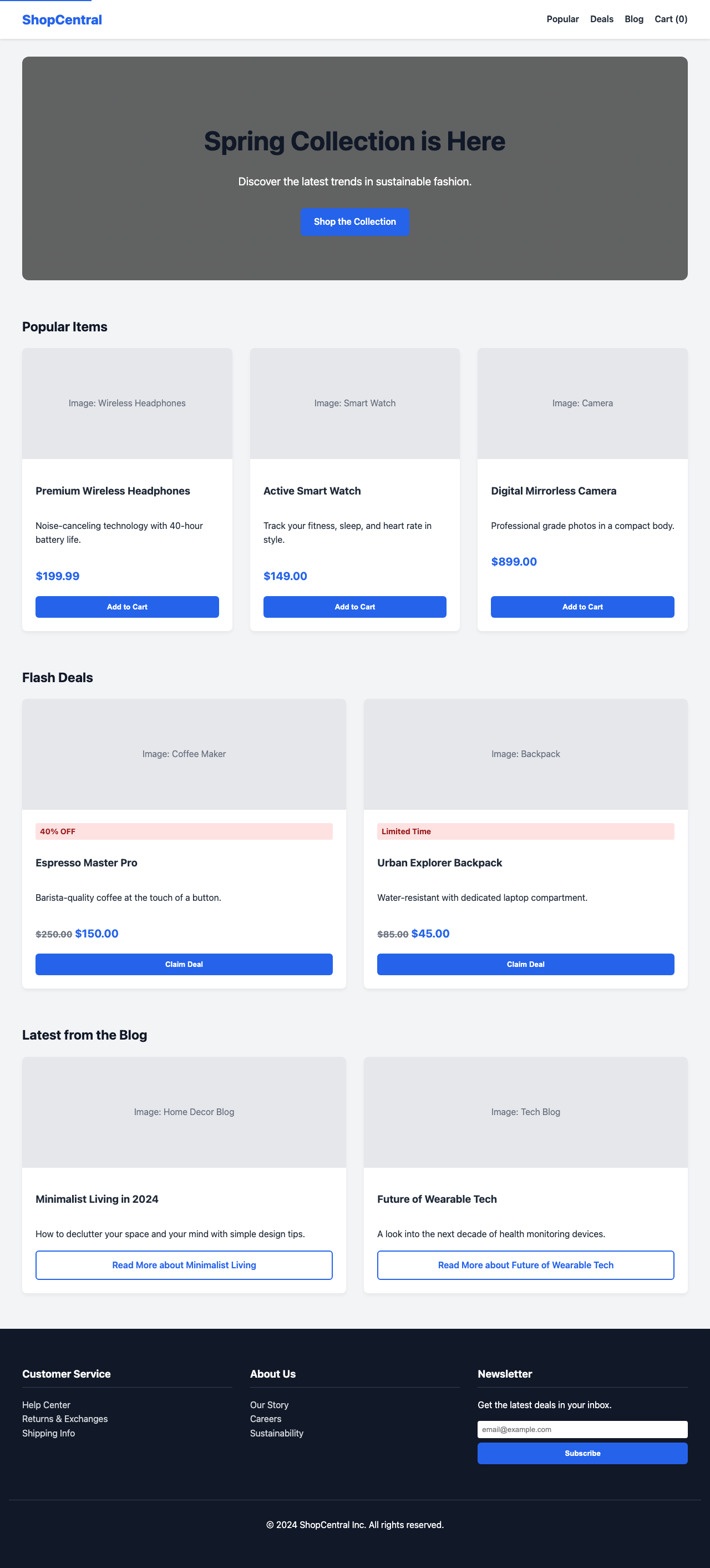 Screenshot sample 1 for shopping-home-page / Gemini 3 Flash Preview