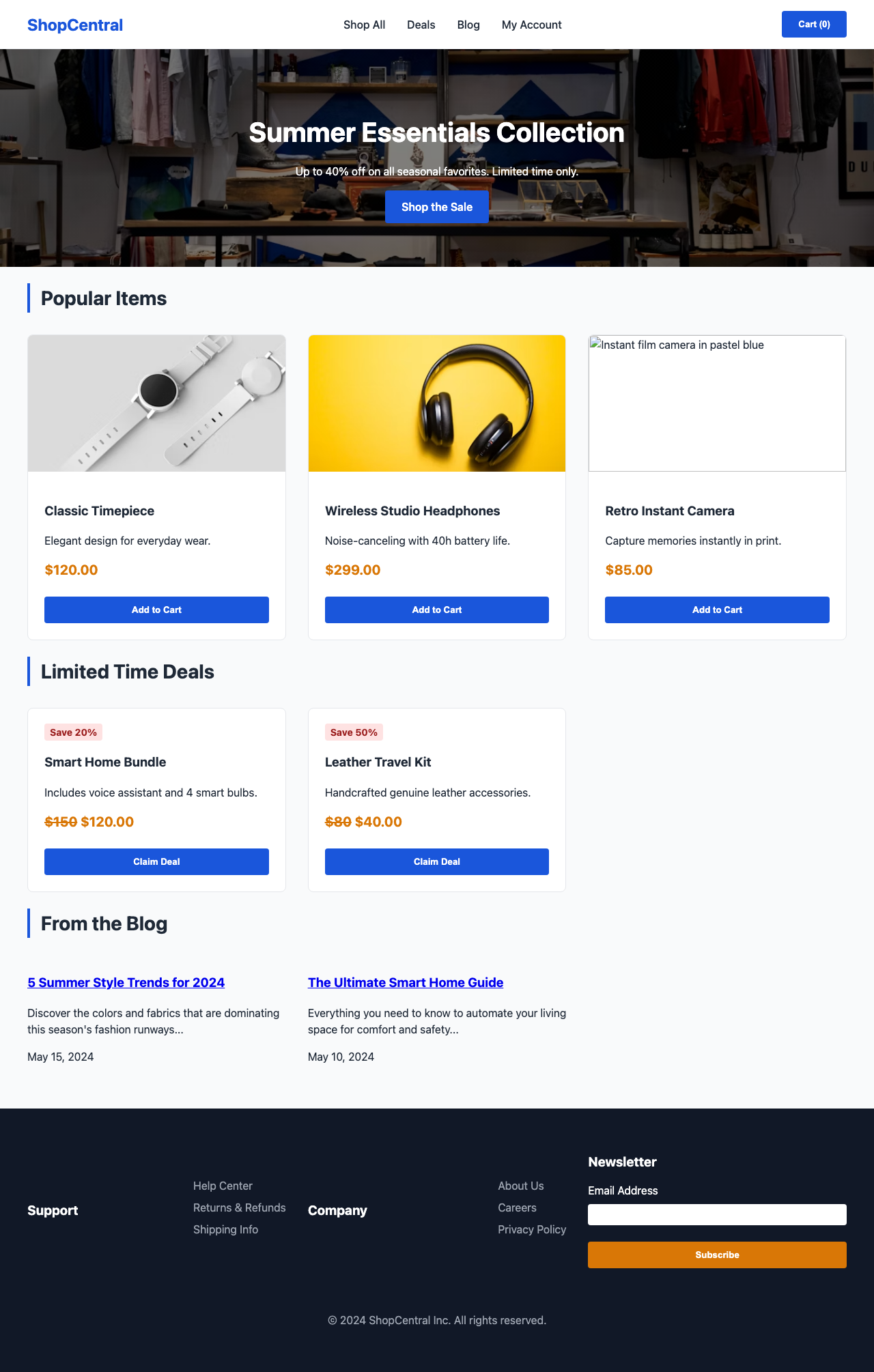Screenshot sample 2 for shopping-home-page / Gemini 3 Flash Preview
