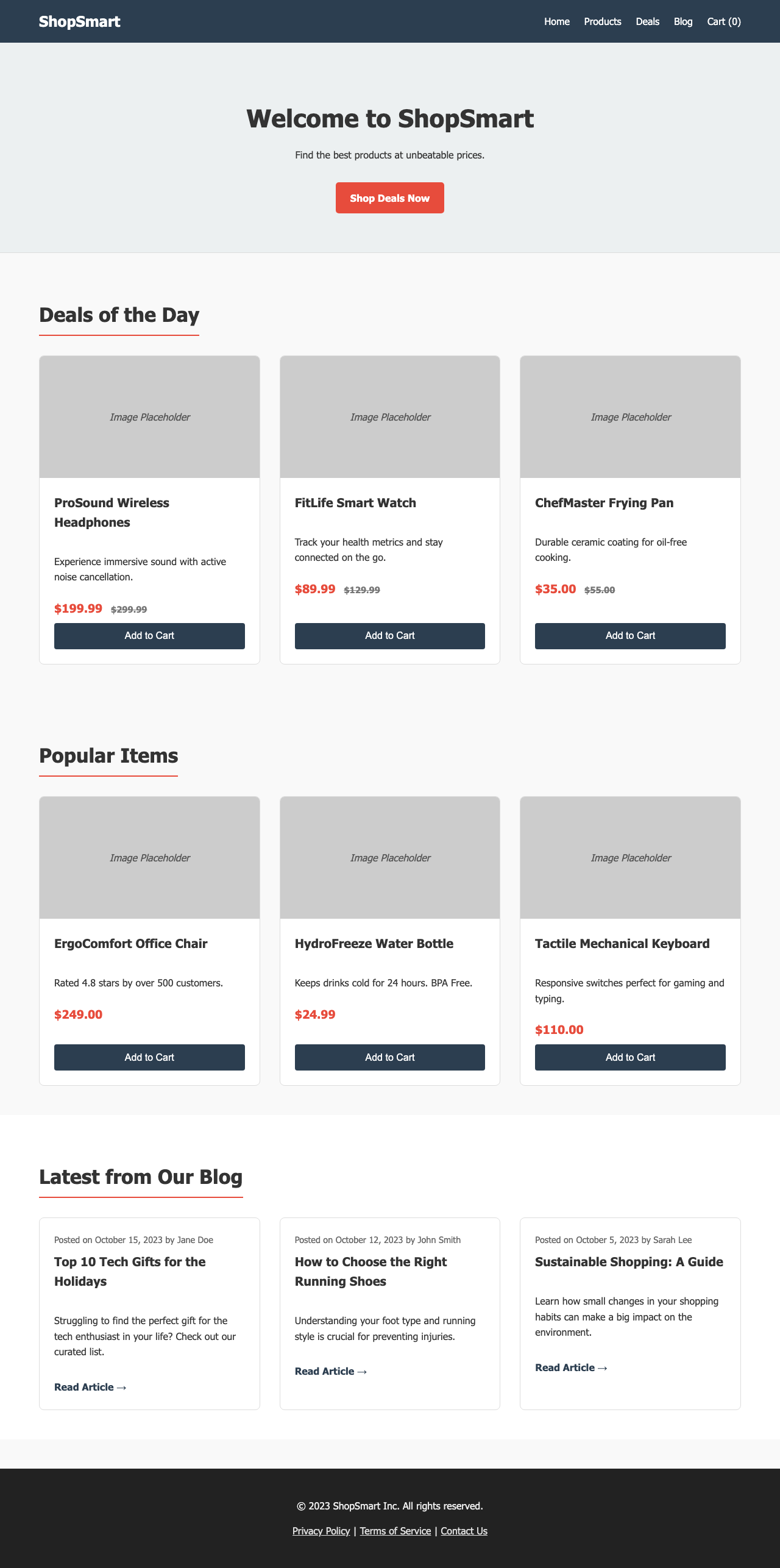 Screenshot sample 1 for shopping-home-page / Gemini 3 Pro Preview