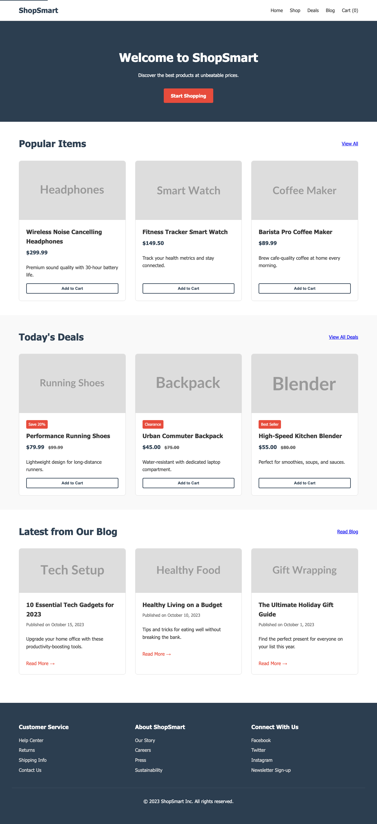 Screenshot sample 3 for shopping-home-page / Gemini 3 Pro Preview