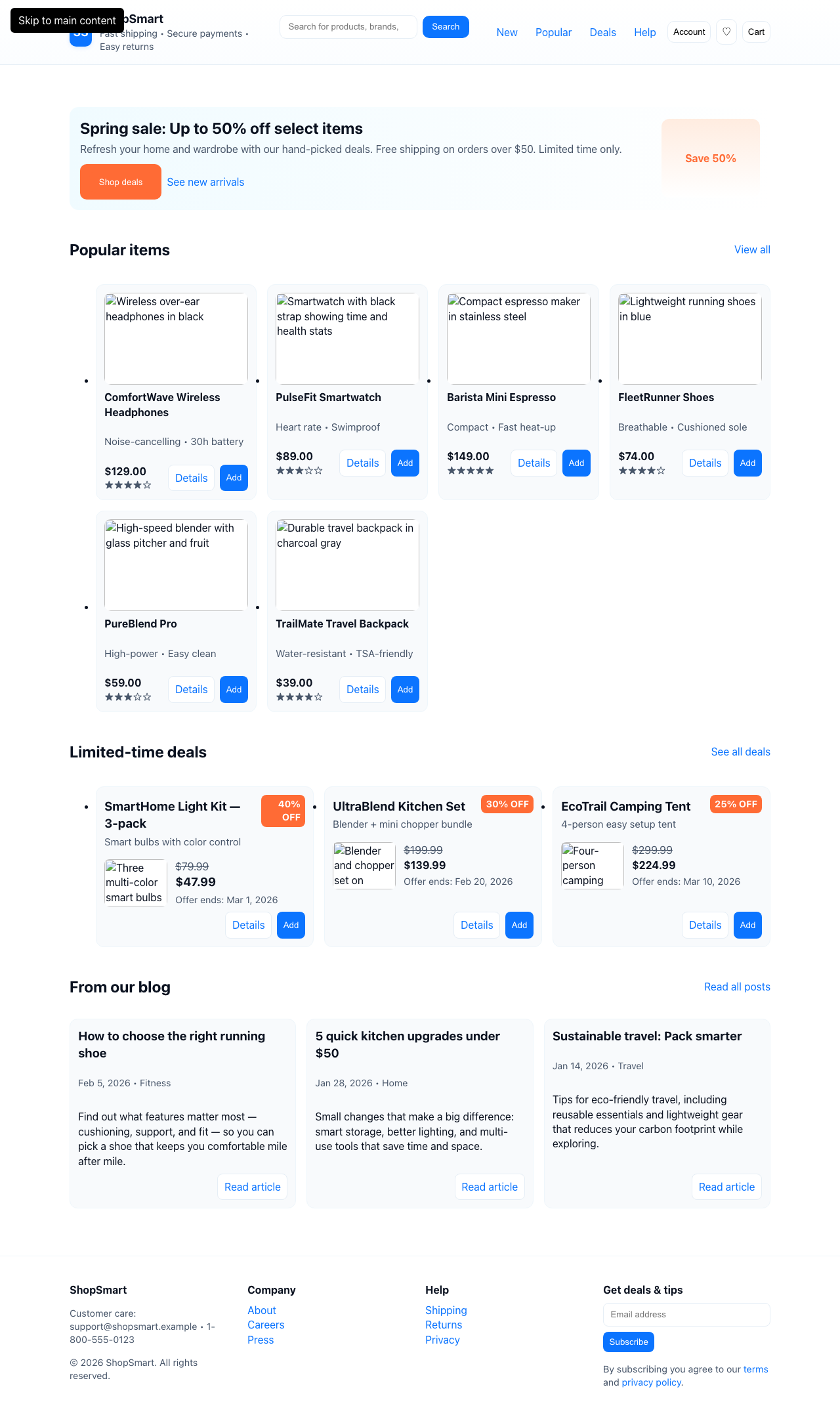Screenshot sample 0 for shopping-home-page / GPT-5 Mini