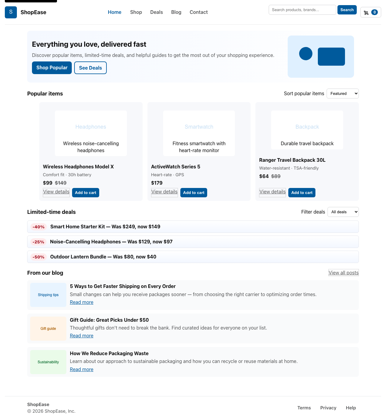 Screenshot sample 2 for shopping-home-page / GPT-5 Mini