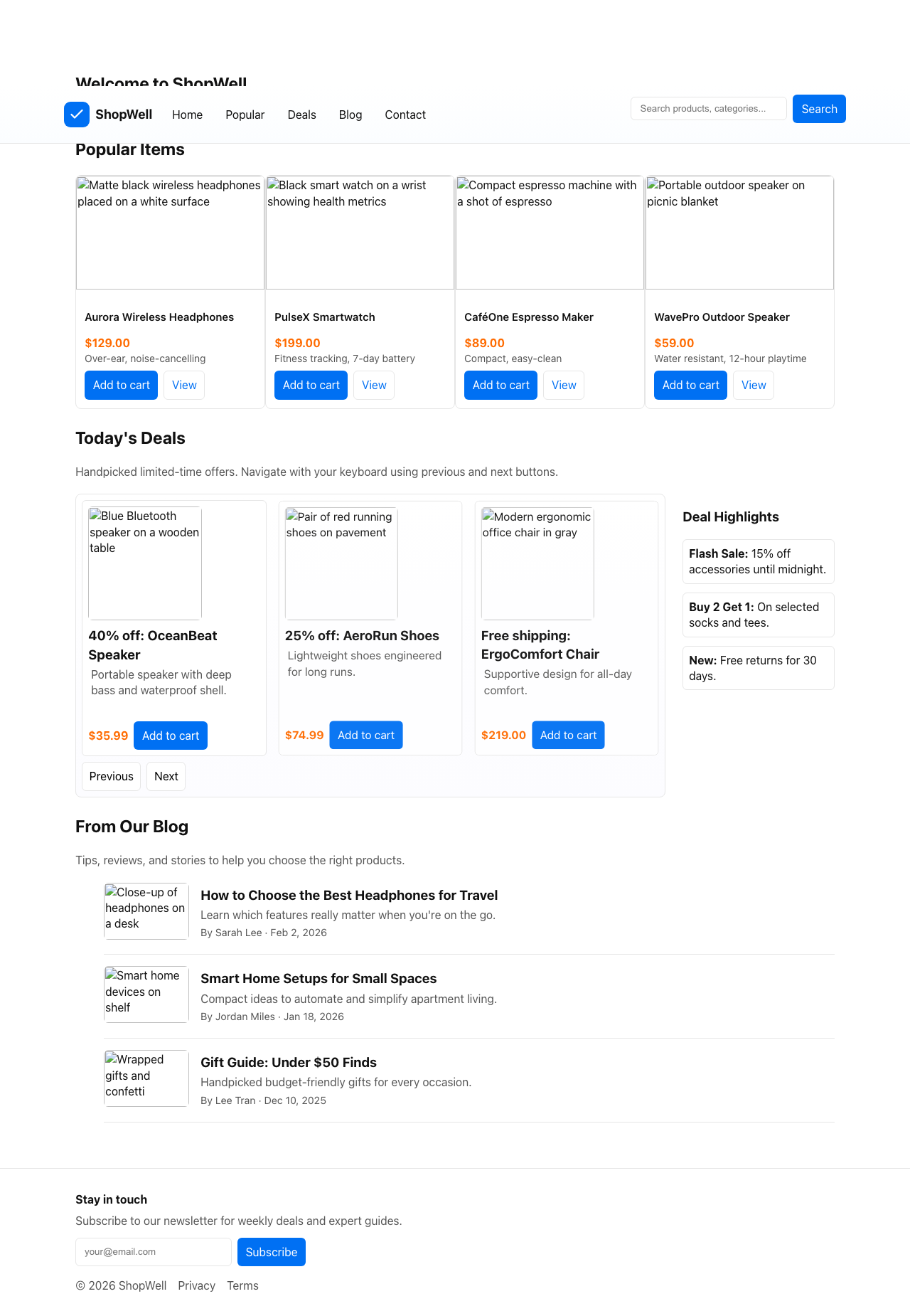 Screenshot sample 3 for shopping-home-page / GPT-5 Mini