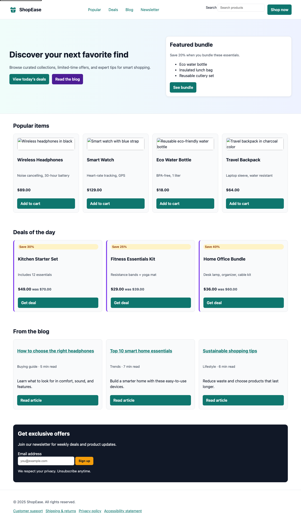 Screenshot sample 0 for shopping-home-page / GPT-5.2 Codex
