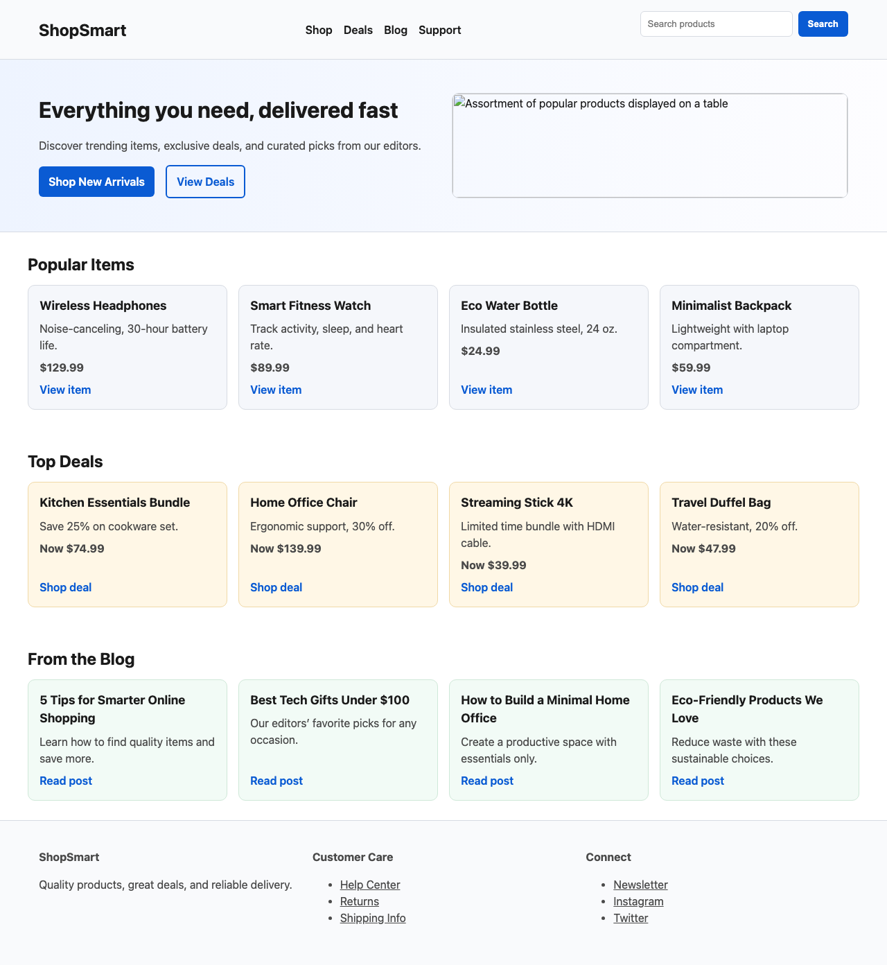Screenshot sample 2 for shopping-home-page / GPT-5.2 Codex