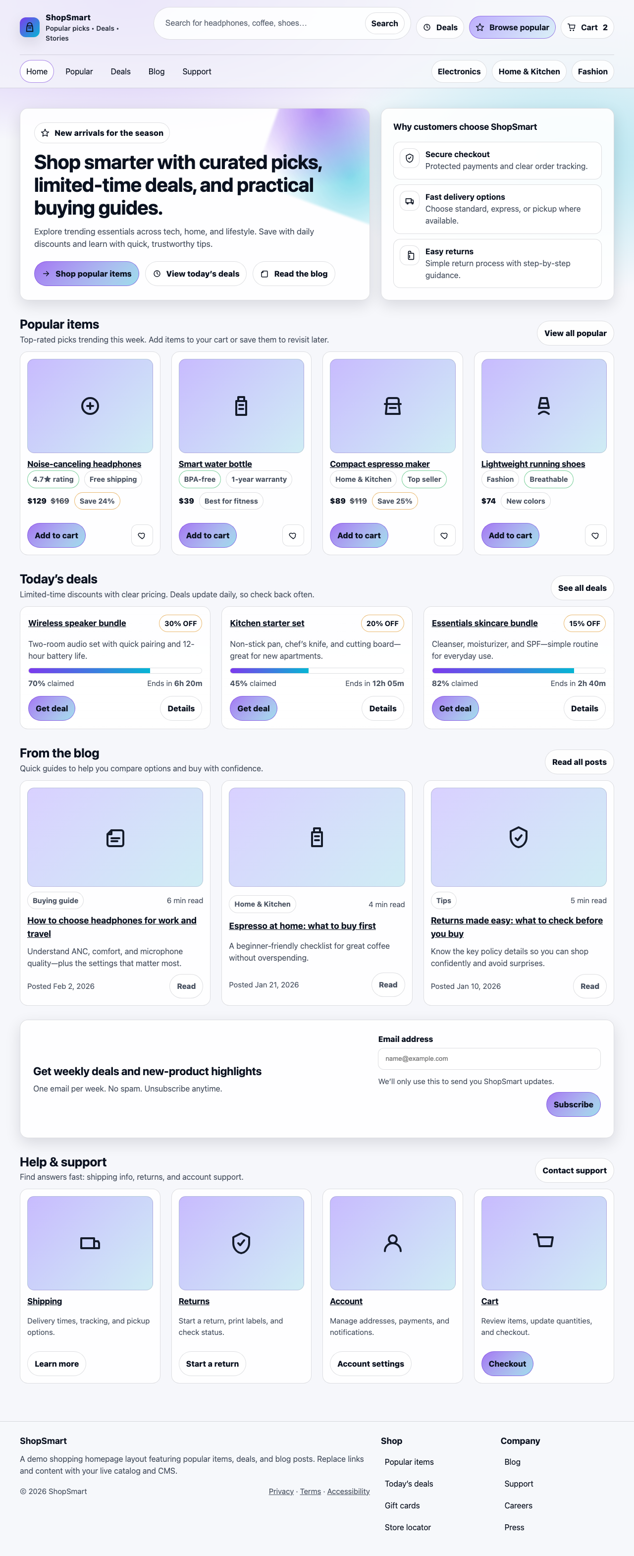 Screenshot sample 0 for shopping-home-page / GPT-5.2