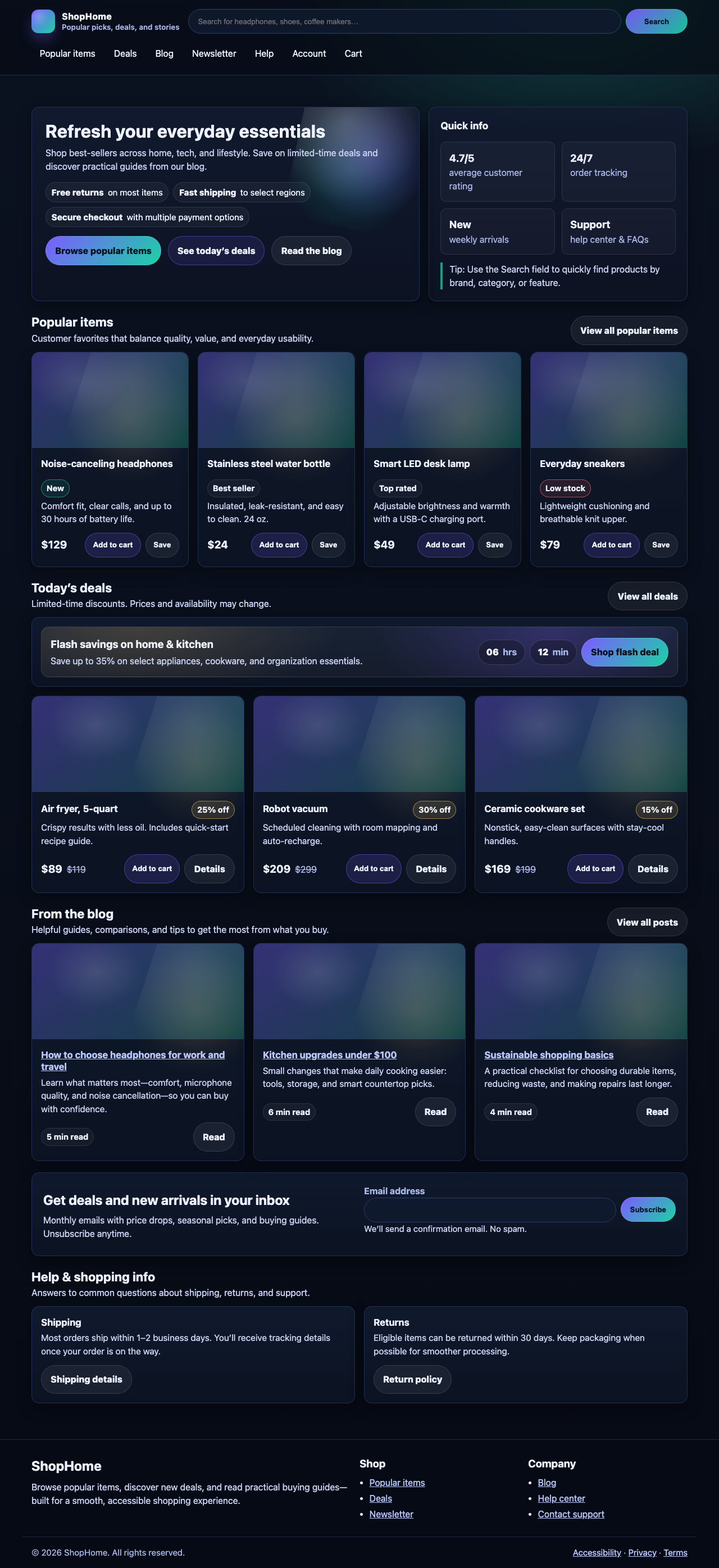 Screenshot sample 3 for shopping-home-page / GPT-5.2