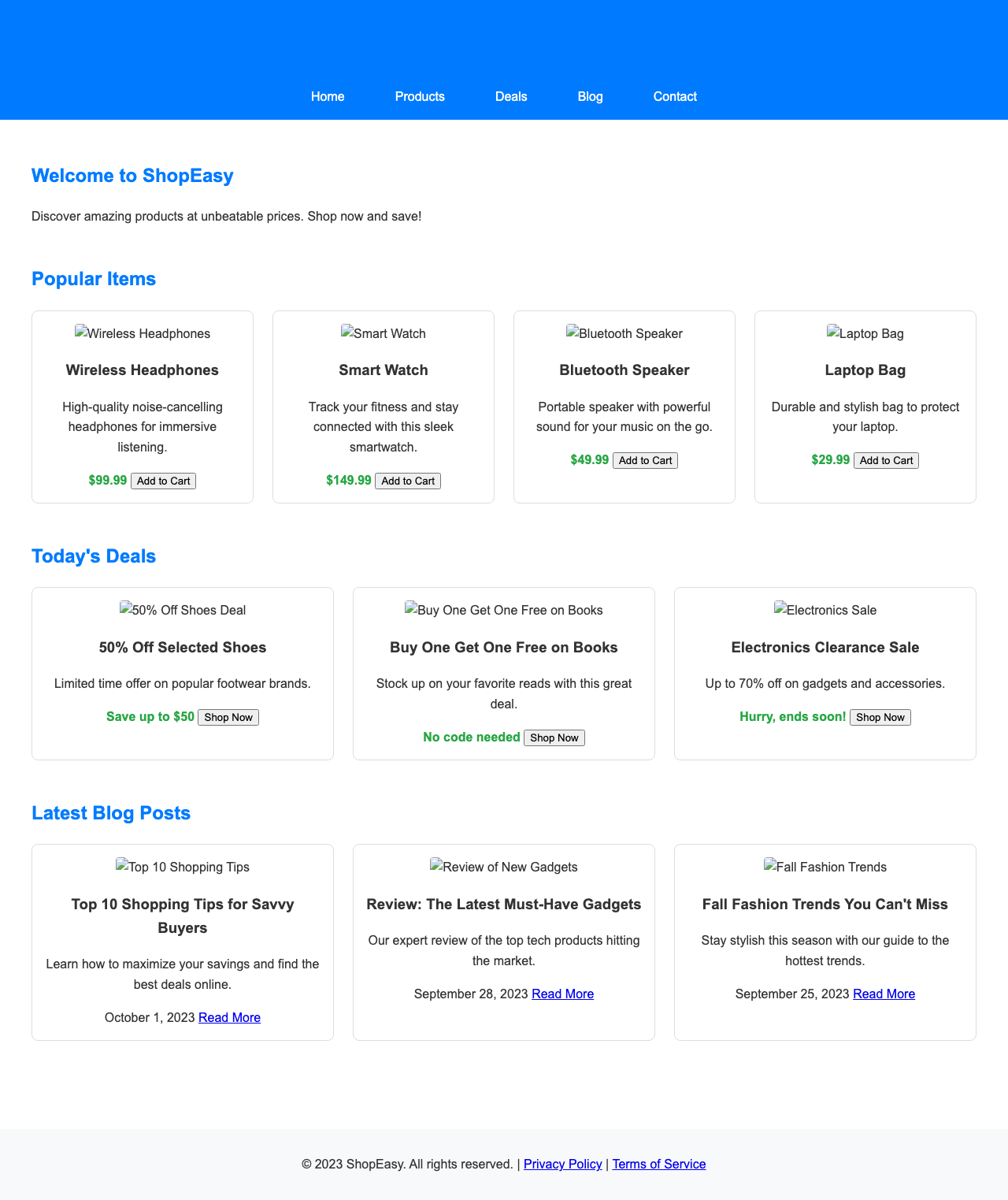 Screenshot sample 1 for shopping-home-page / Grok 4 Fast Non-Reasoning
