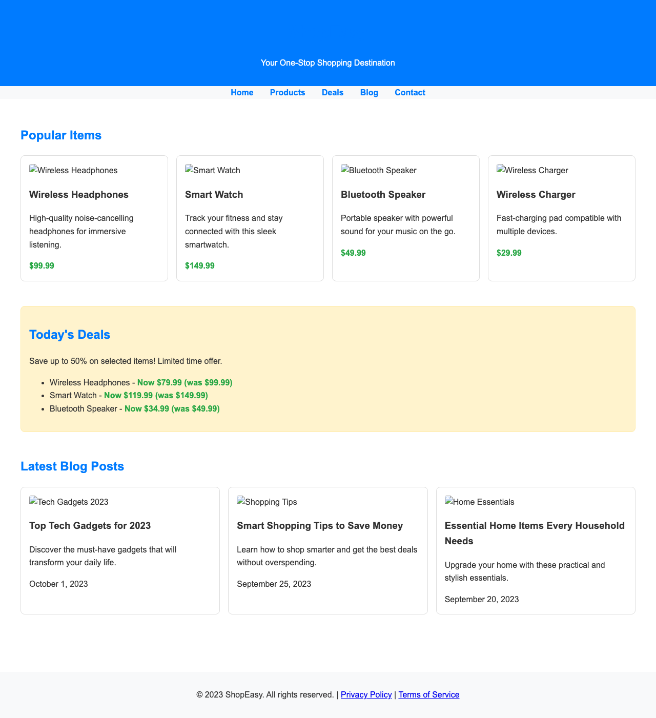 Screenshot sample 4 for shopping-home-page / Grok 4 Fast Non-Reasoning