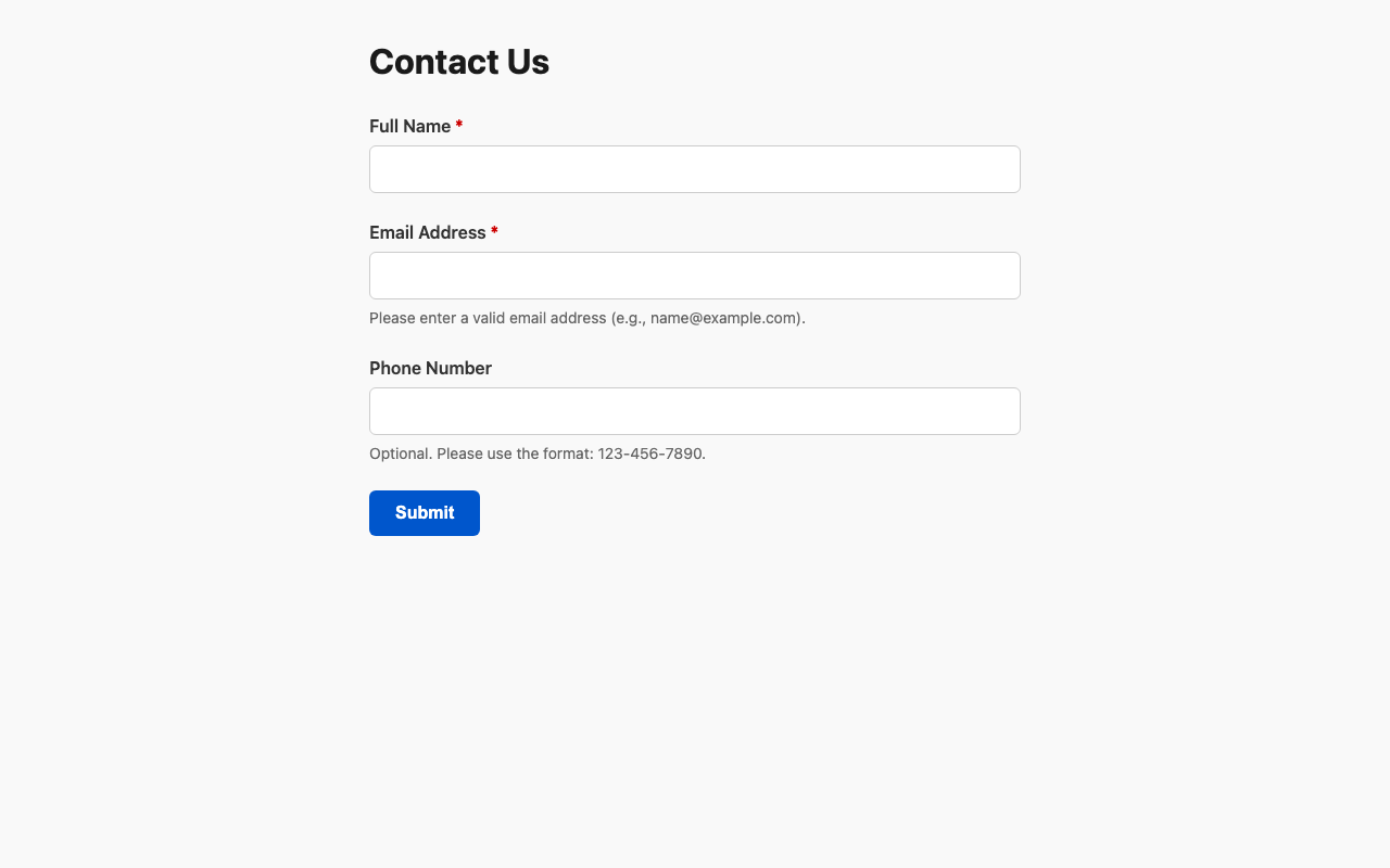 Screenshot sample 0 for simple-contact-form / DeepSeek V3.2