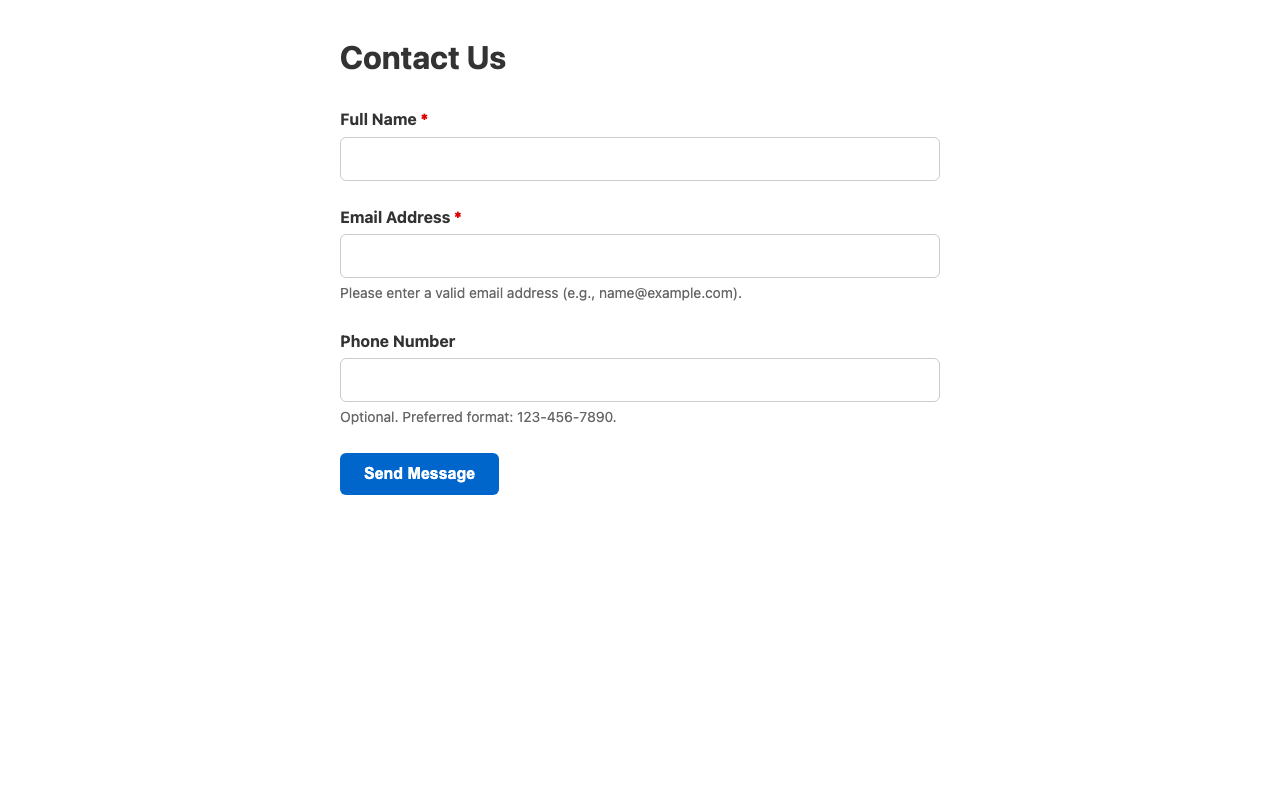Screenshot sample 2 for simple-contact-form / DeepSeek V3.2