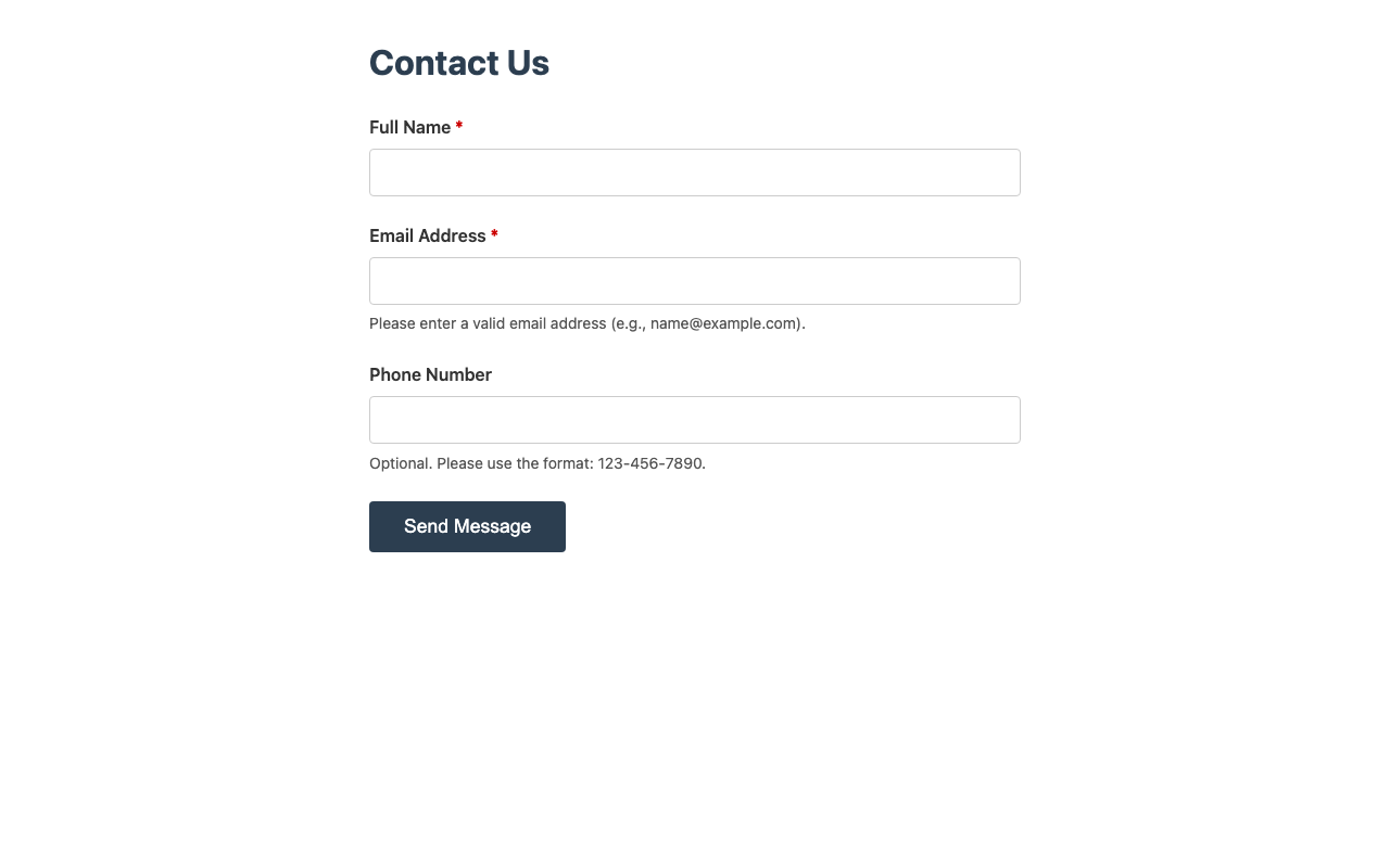 Screenshot sample 3 for simple-contact-form / DeepSeek V3.2