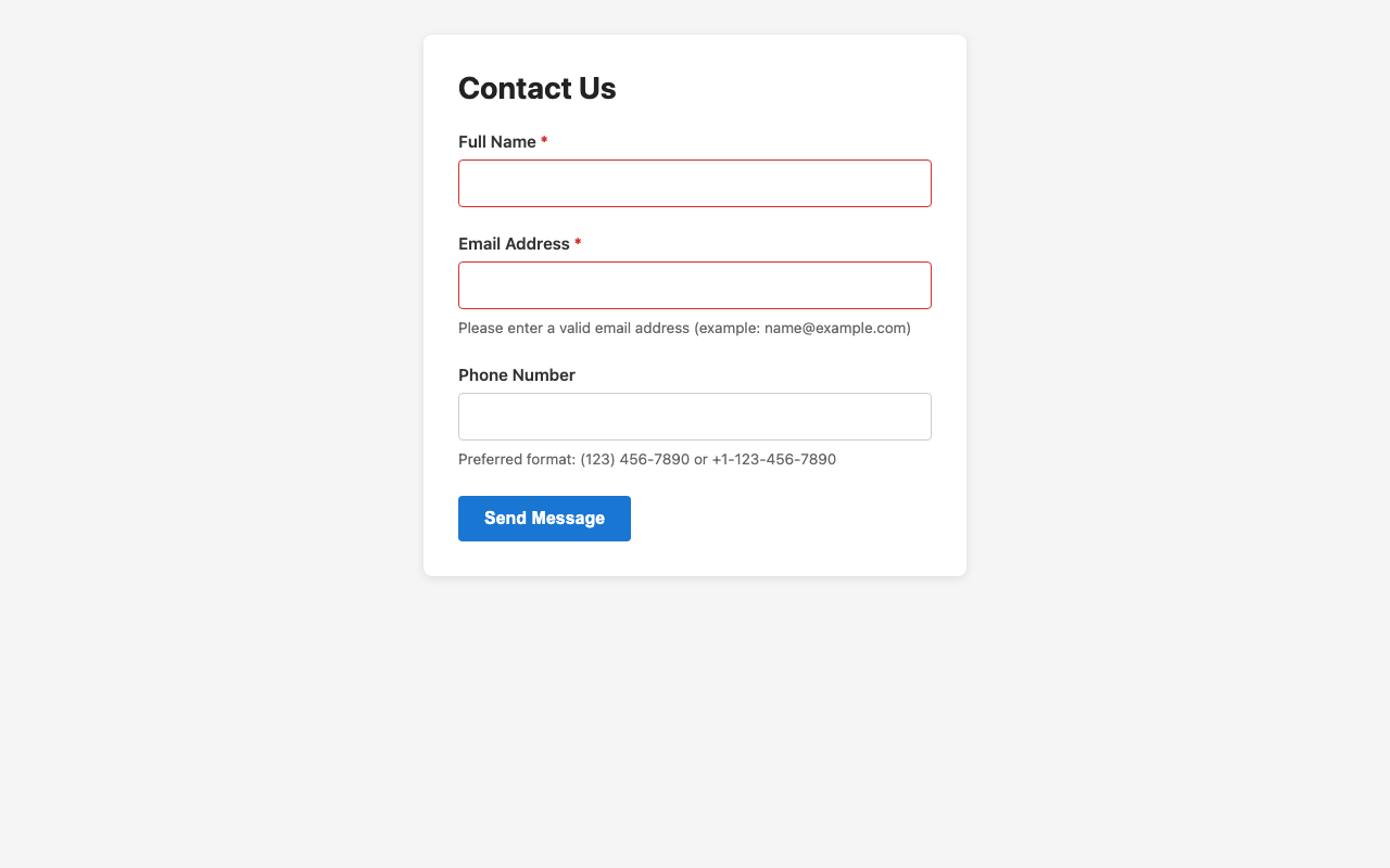 Screenshot sample 0 for simple-contact-form / Claude Haiku 4.5