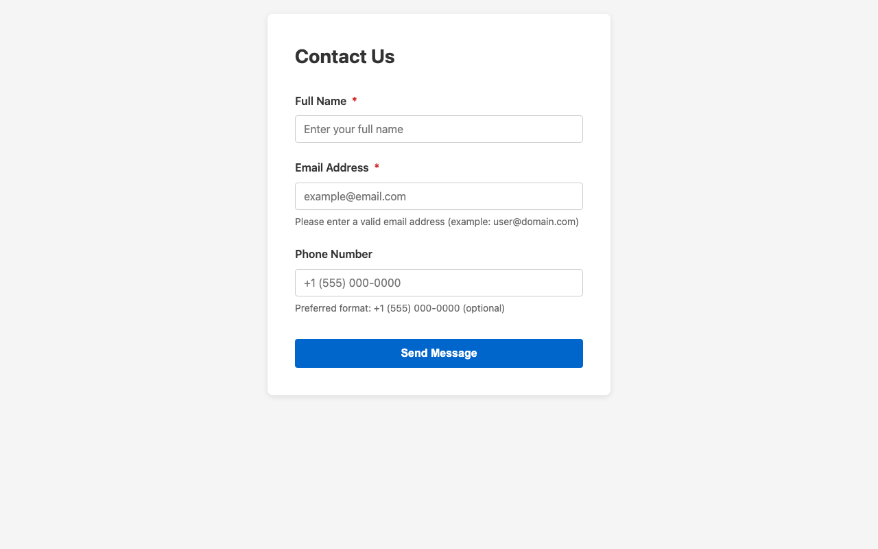Screenshot sample 1 for simple-contact-form / Claude Haiku 4.5