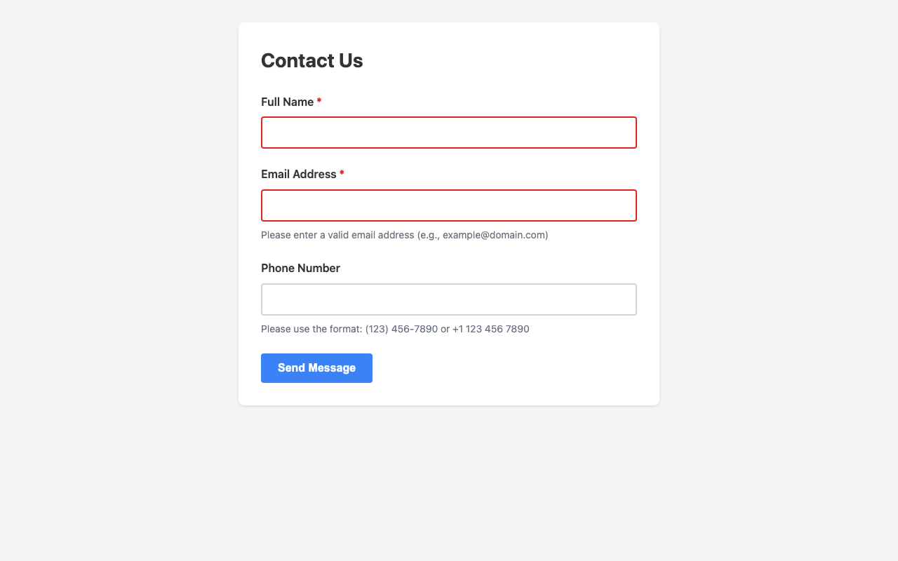 Screenshot sample 2 for simple-contact-form / Claude Haiku 4.5