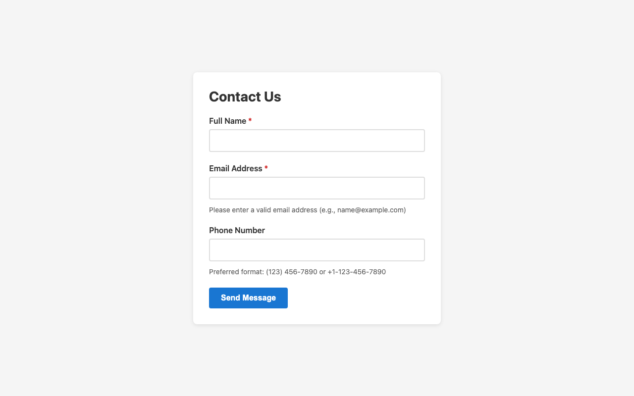 Screenshot sample 3 for simple-contact-form / Claude Haiku 4.5