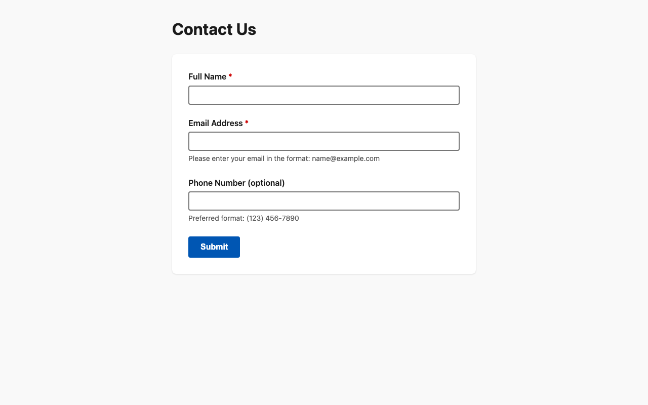 Screenshot sample 0 for simple-contact-form / Claude Opus 4.6