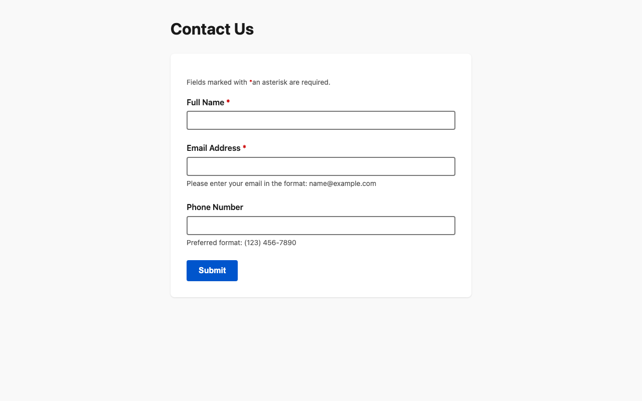 Screenshot sample 1 for simple-contact-form / Claude Opus 4.6