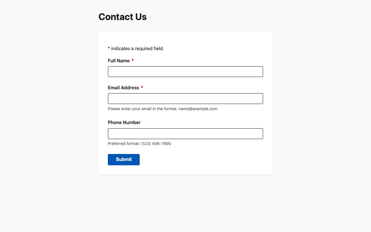 Screenshot sample 3 for simple-contact-form / Claude Opus 4.6