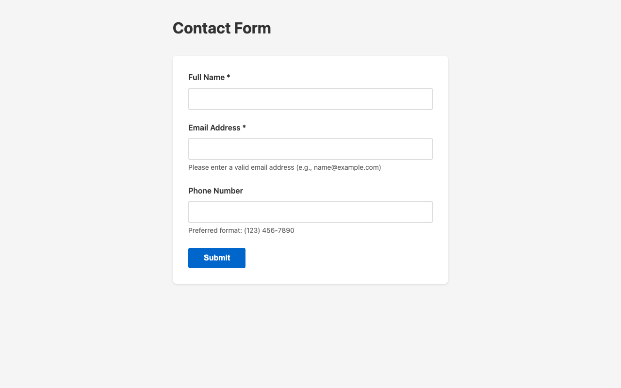 Screenshot sample 1 for simple-contact-form / Claude Sonnet 4.5