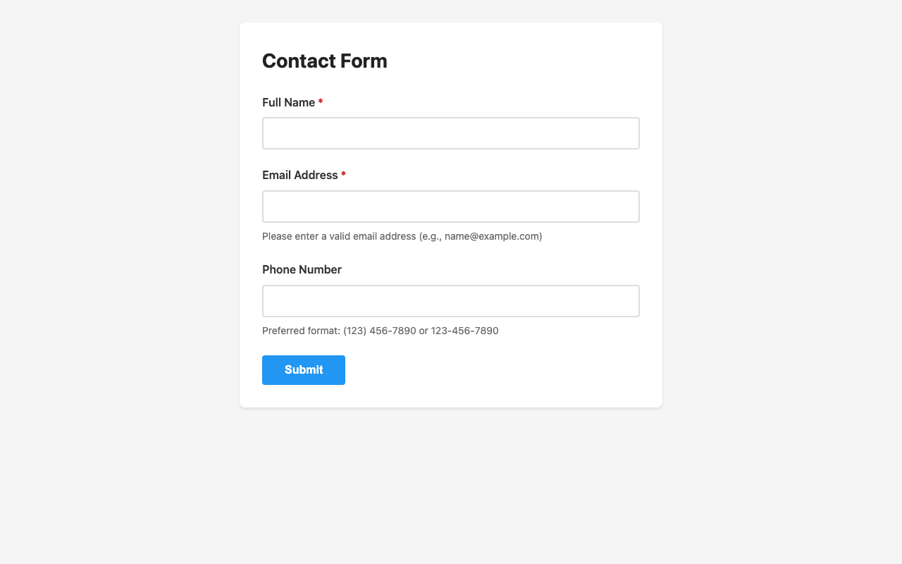 Screenshot sample 2 for simple-contact-form / Claude Sonnet 4.5