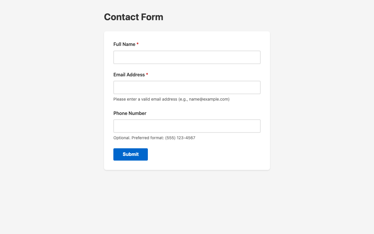 Screenshot sample 3 for simple-contact-form / Claude Sonnet 4.5