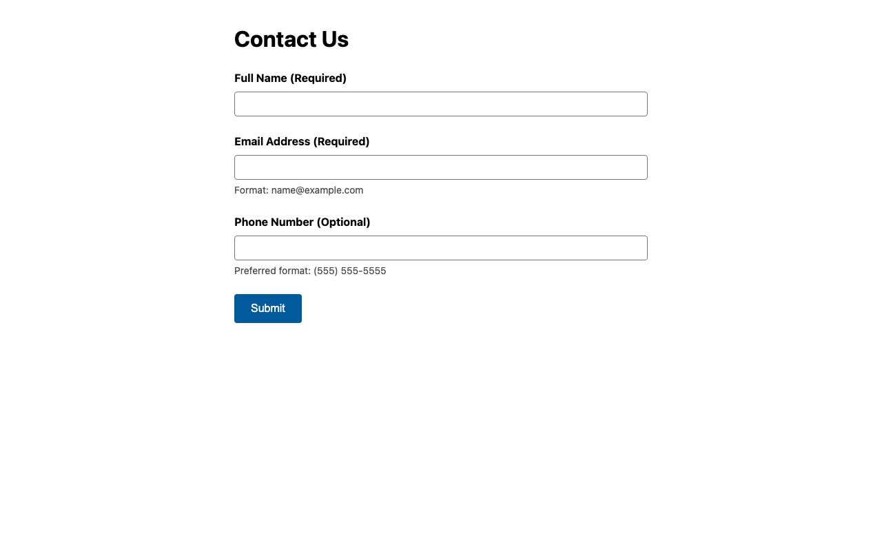 Screenshot sample 2 for simple-contact-form / Gemini 3 Flash Preview