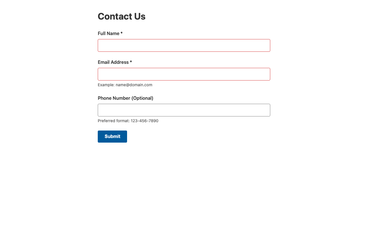 Screenshot sample 0 for simple-contact-form / Gemini 3 Pro Preview