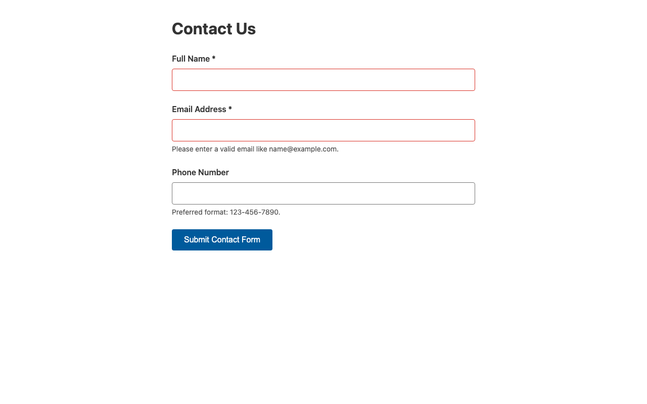 Screenshot sample 2 for simple-contact-form / Gemini 3 Pro Preview